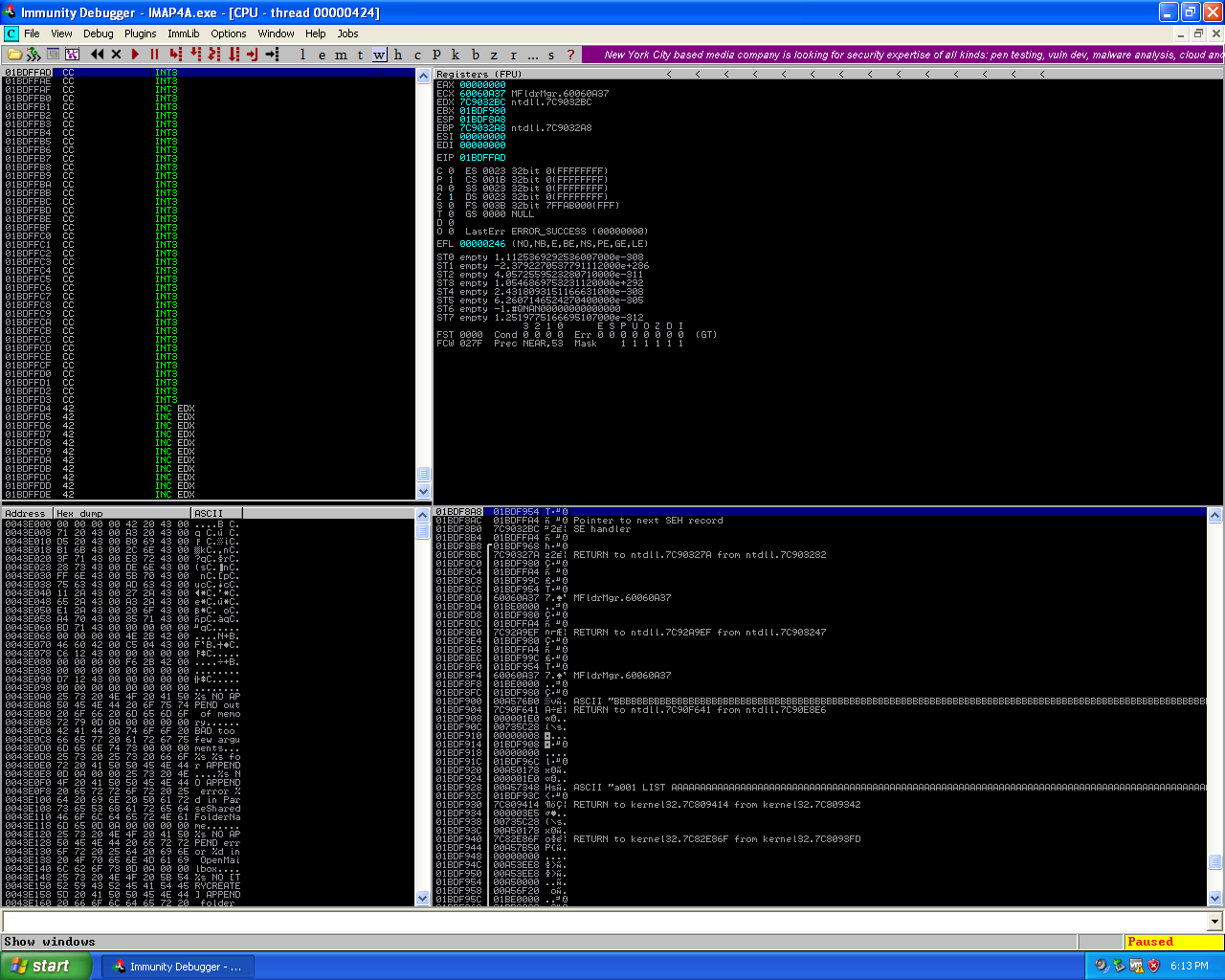 Worldmail IMAPD v3.0 SEH LIST Buffer Overflow