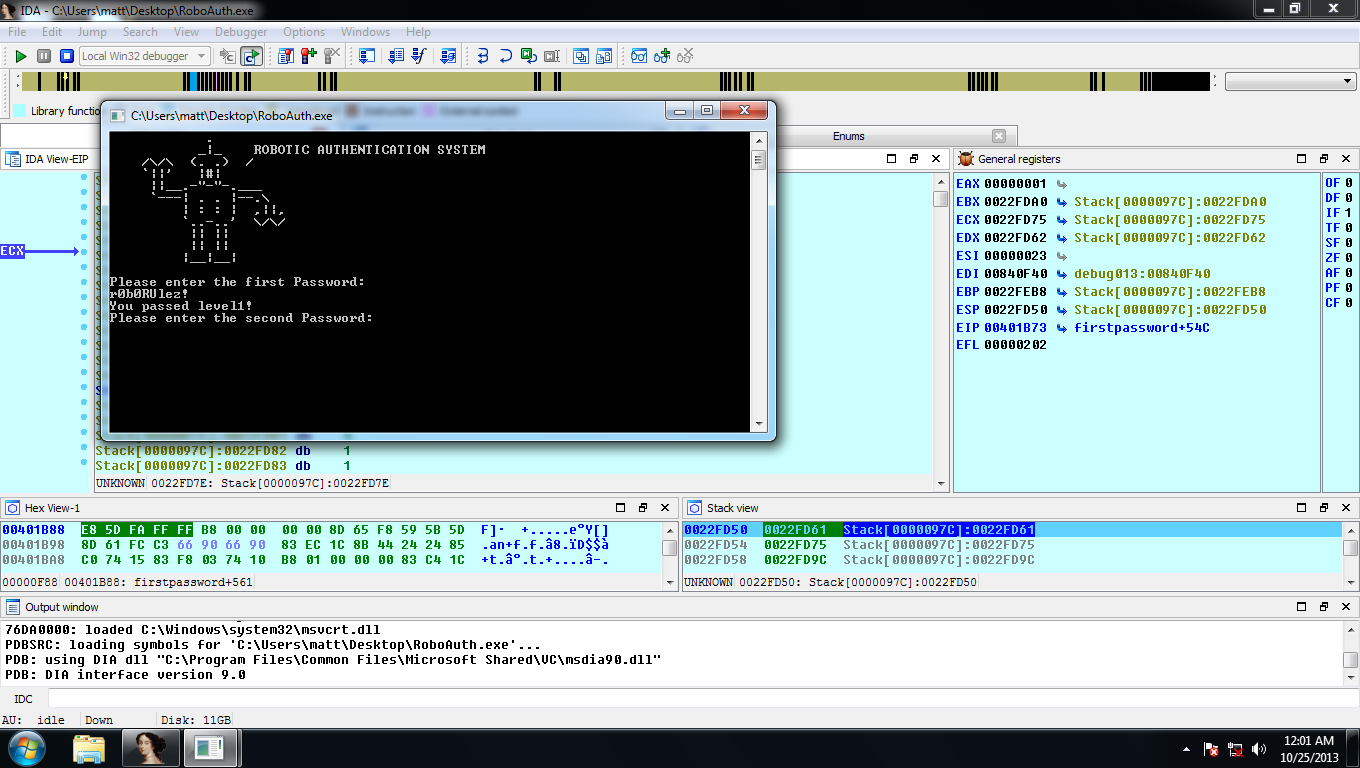 Hack.lu 2013 CTF Roboauth.exe Reverse Engineering Challenges Writeup