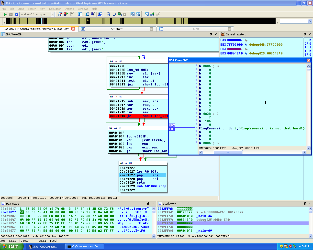 CSAW CTF Qual 2014 csaw2013reversing2.exe Writeup